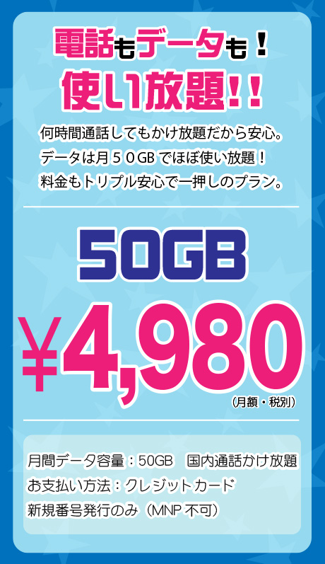 音声50GBプラン 4,980円